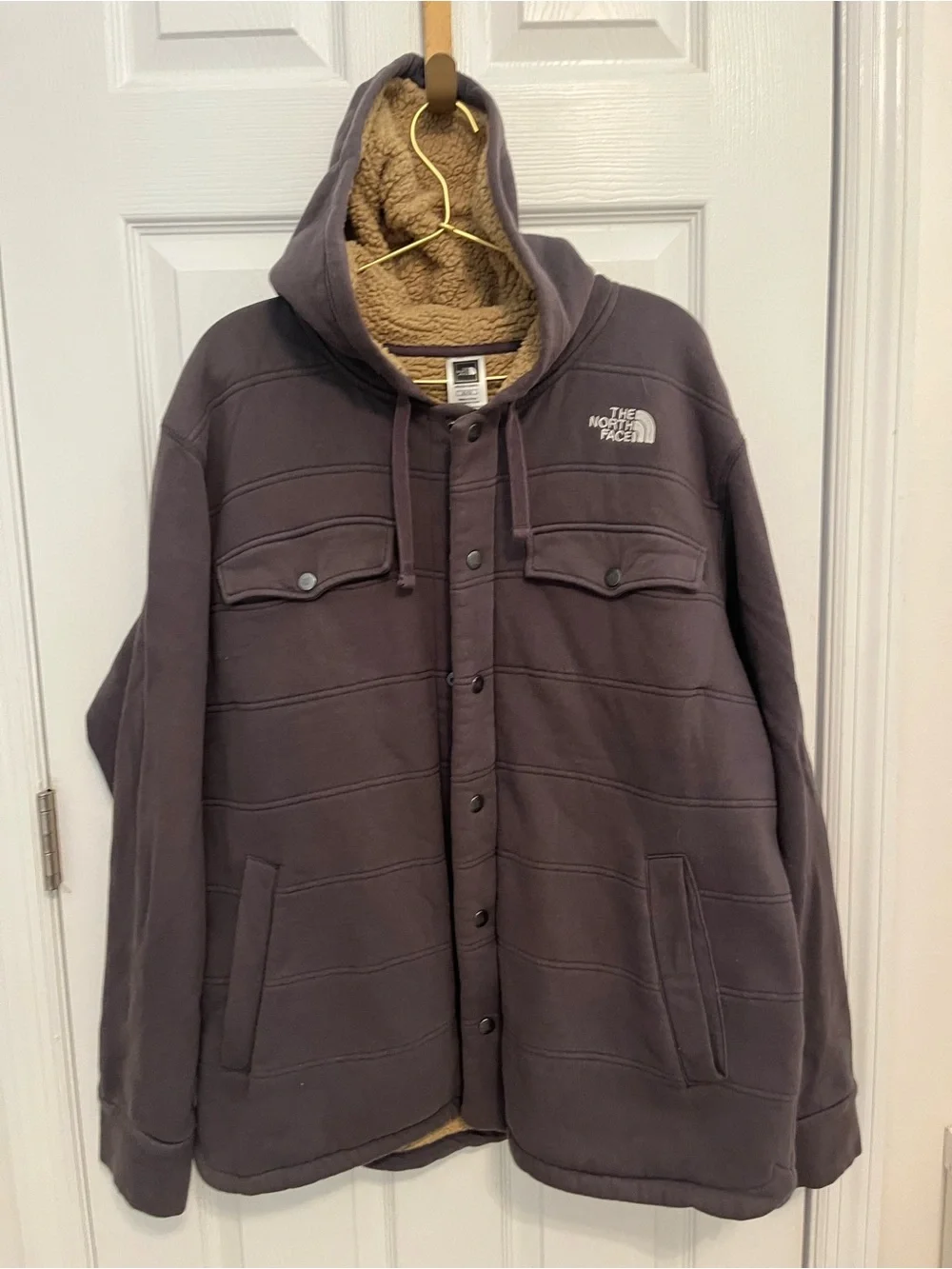 The North Face Men’s Sherpa Lined Hooded Snap Jacket Charcoal Size XL